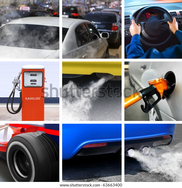 Collage Petroleum Industry Pollution Cars Stock Photo 63663400 ...