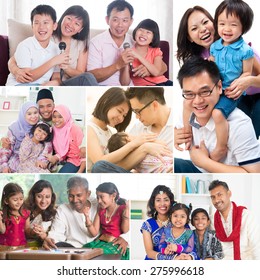 Collage Photo Of Mixed Race Family Having Fun Indoors Living Lifestyle. All Photos Belong To Me.