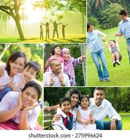 Collage Photo Of Mixed Race Family Having Fun At Outdoor Park. All Photos Belong To Me.