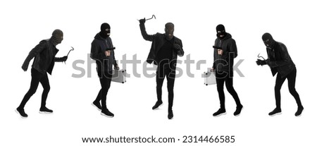 Collage with photos of man in balaclavas on white background Foto stock © 