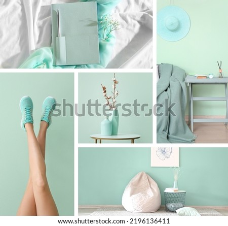 Collage of photos in mint colors