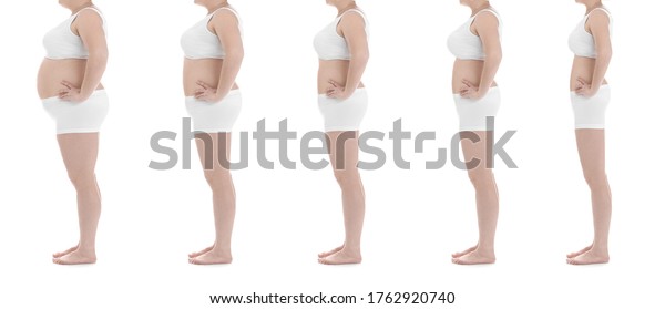 Collage Photos Overweight Woman Before After Stock Photo 1762920740 ...