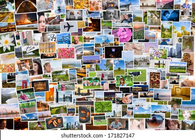 Collage of photos of a persons life in 6x4 ratio