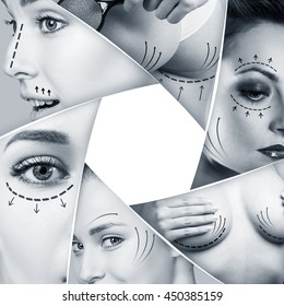 Collage of plastic surgery concept