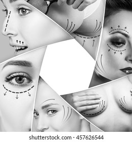 Collage Of Plastic Surgery Concept