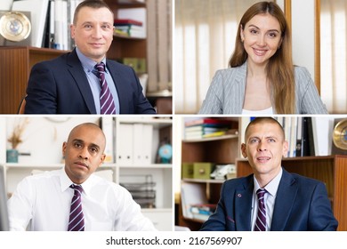 Collage Of Portraits Of Positive Successful Modern Young Adult Male And Female Entrepreneurs, Office Workers And Freelancers. Human Occupation Concept