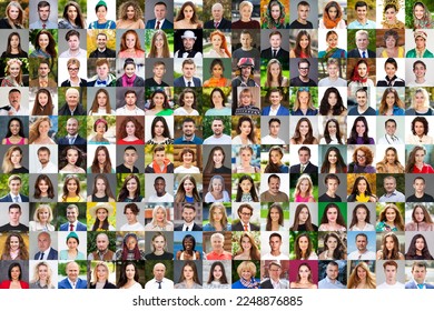 Collage of portraits of various people of different ages and genders - Shutterstock ID 2248876885