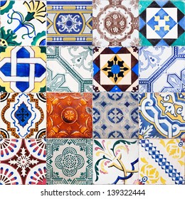 Collage Of Portuguese Tiles From Lisbon