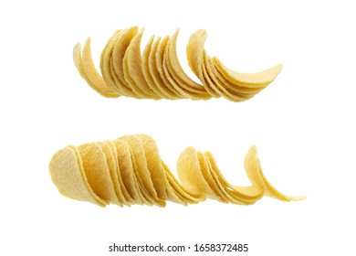 Set Potato Chips Closeup On Isolated Stock Photo 1658371543 | Shutterstock