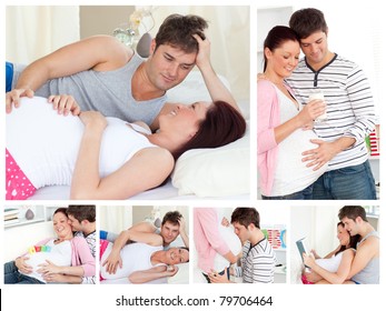 Collage of a pregnant couple - Powered by Shutterstock