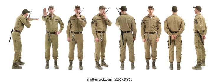 Collage of professional security guard on white background. Banner design - Powered by Shutterstock