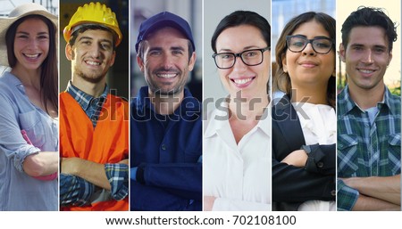 Collage professions, gardener, builder, auto mechanic, doctor, business woman and farmer.