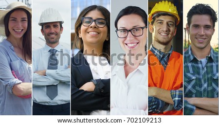 Collage professions, gardener, builder, engineer, doctor, business woman and farmer.
