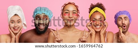 Similar – Image, Stock Photo Set of cosmetic skin care cream bottles on pink