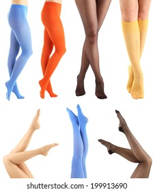 Collage Stockings On Woman Legs Isolated Stock Photo (Edit Now) 199913690