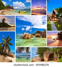 Collage Summer Beach Images Nature Travel Stock Photo 119659243 ...