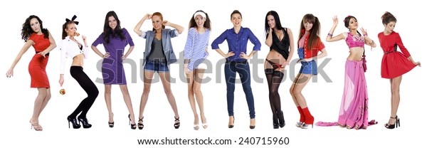 Collage Ten Beautiful Sexy Women Isolated Stock Photo (Edit Now) 240715960