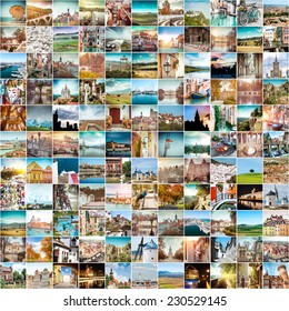 Collage Of Travel Photos From Different Cities Of The Europe