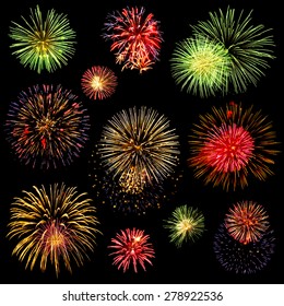 Collage Variety Colorful Fireworks Isolated On Stock Photo 278922536 ...