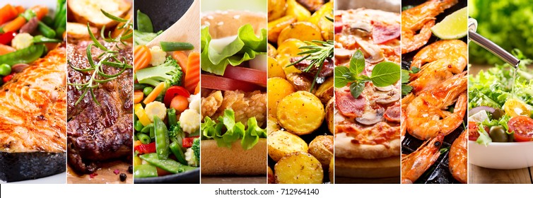 collage of various food products