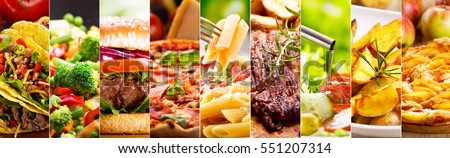 collage of various food products.