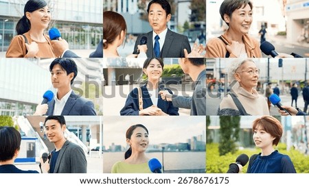 Collage of various interview scenes