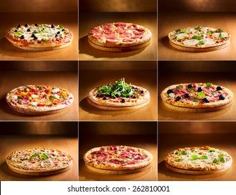 Collage Of Various Pizza 