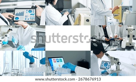 A collage of various research and development scenes