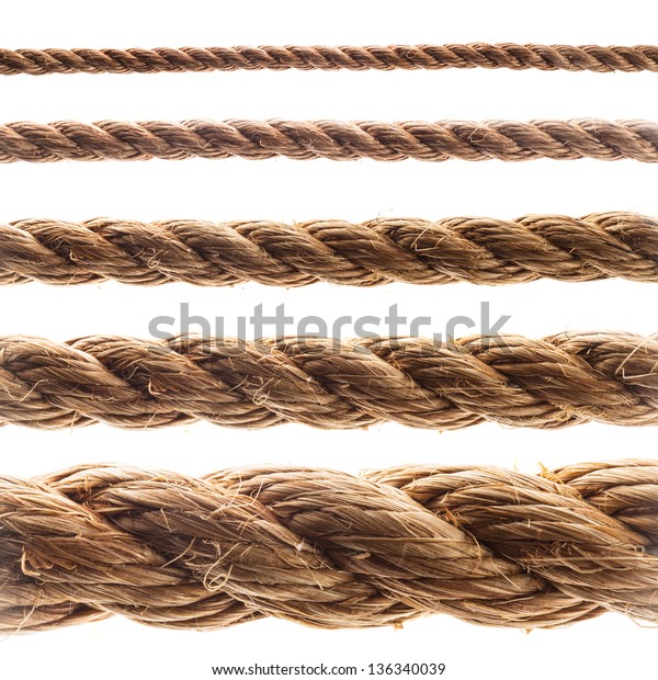 Collage Various Thickness Rope Isolated 