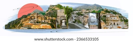 The collage of views of Positano at Italy along the stunning Amalfi Coast.