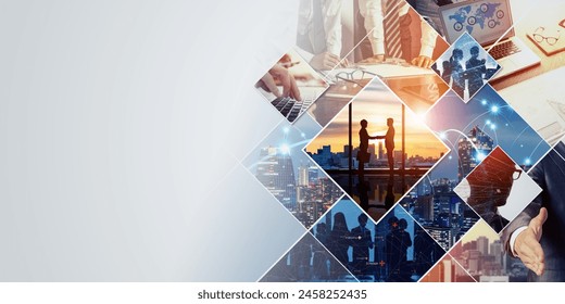 Collage visual of various business scenes. Wide angle image for banners or advertisements. - Powered by Shutterstock