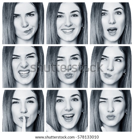 Collage of woman with different expressions