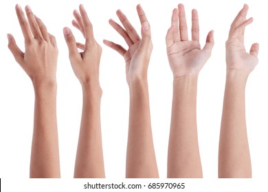 Collage of woman holding on white backgrounds - Shutterstock ID 685970965