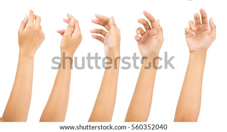 Collage of woman holding on white backgrounds