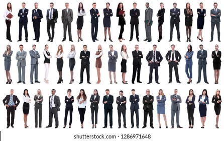 Collage Of Young Business People Standing In A Row.