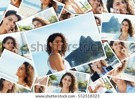 Collage of a young latin woman at Rio de Janeiro