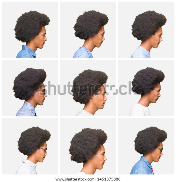 Collage Young Man Afro Hair Over Stock Photo Edit Now 1451375888