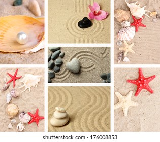 Collage of zen garden with sand and stones - Powered by Shutterstock