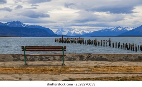 Collapsed pier along the waterfront of Puerto Natales, Patagonia, Chile, Magallanes and Antartica Chilena Region - Powered by Shutterstock