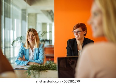 Colleagues Having A Meeting In A Conference Room.