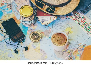 Travel Planning Concept On Map Stock Photo (Edit Now) 605436275