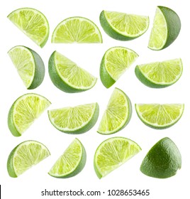 Collection of 16 isolated lime images