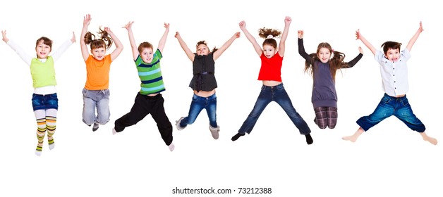 Collection of active junior kids jumping - Powered by Shutterstock