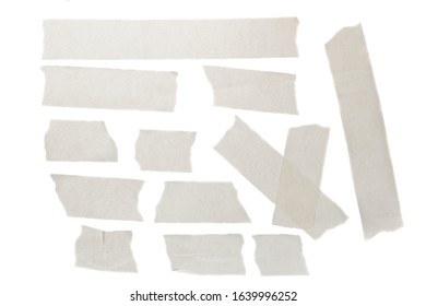 Collection Aged Duct Tape. Collection Of Various Adhesive Tapes. Scotch Tape Isolated On A White Background. Copy Space