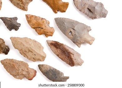 Collection of American Indian arrowheads found in Missouri