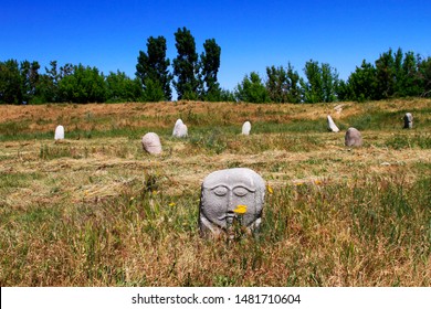 Collection of anthropomorphic stelae or Kurgan stones or 
