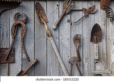 old garden rake