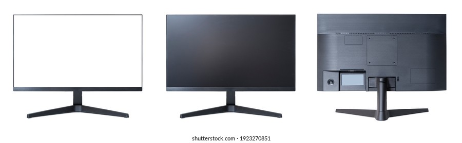 Collection Of Back And Front View Monitor For Computer New Model Isolated On White Background With Clipping Path.