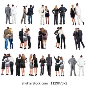 collection " Back view of  business team ". young couple rear view. Rear view people set.   backside view of person.  Isolated over white background. - Shutterstock ID 112397372