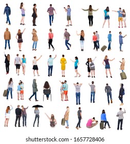 Collection Back view people. Rear view people set. backside view of person. Isolated over white background. many people standing with their backs. - Shutterstock ID 1657728406